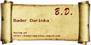 Bader Darinka névjegykártya